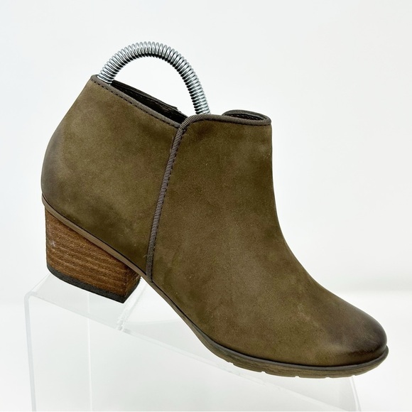 Blondo Brown Olive Green Waterproof Leather Heeled Ankle Boots Size 7.5 - Picture 1 of 13